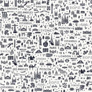 1/2 Yard - Bon Voyage - World Traveler Silhouette - Navy Fabric - RP803-NA2