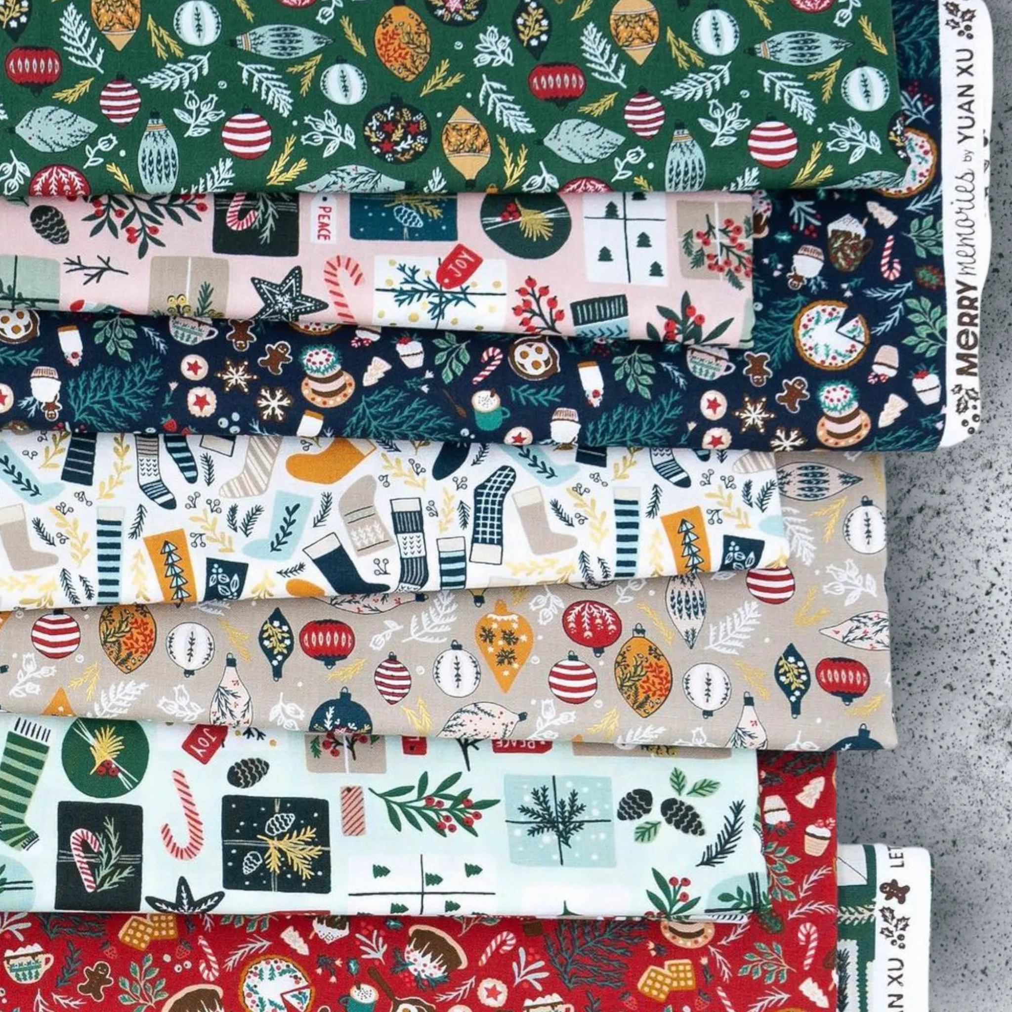 1/2 Yard - Merry Memories - Christmas Feast - Evergreen Fabric - YX102-EV1
