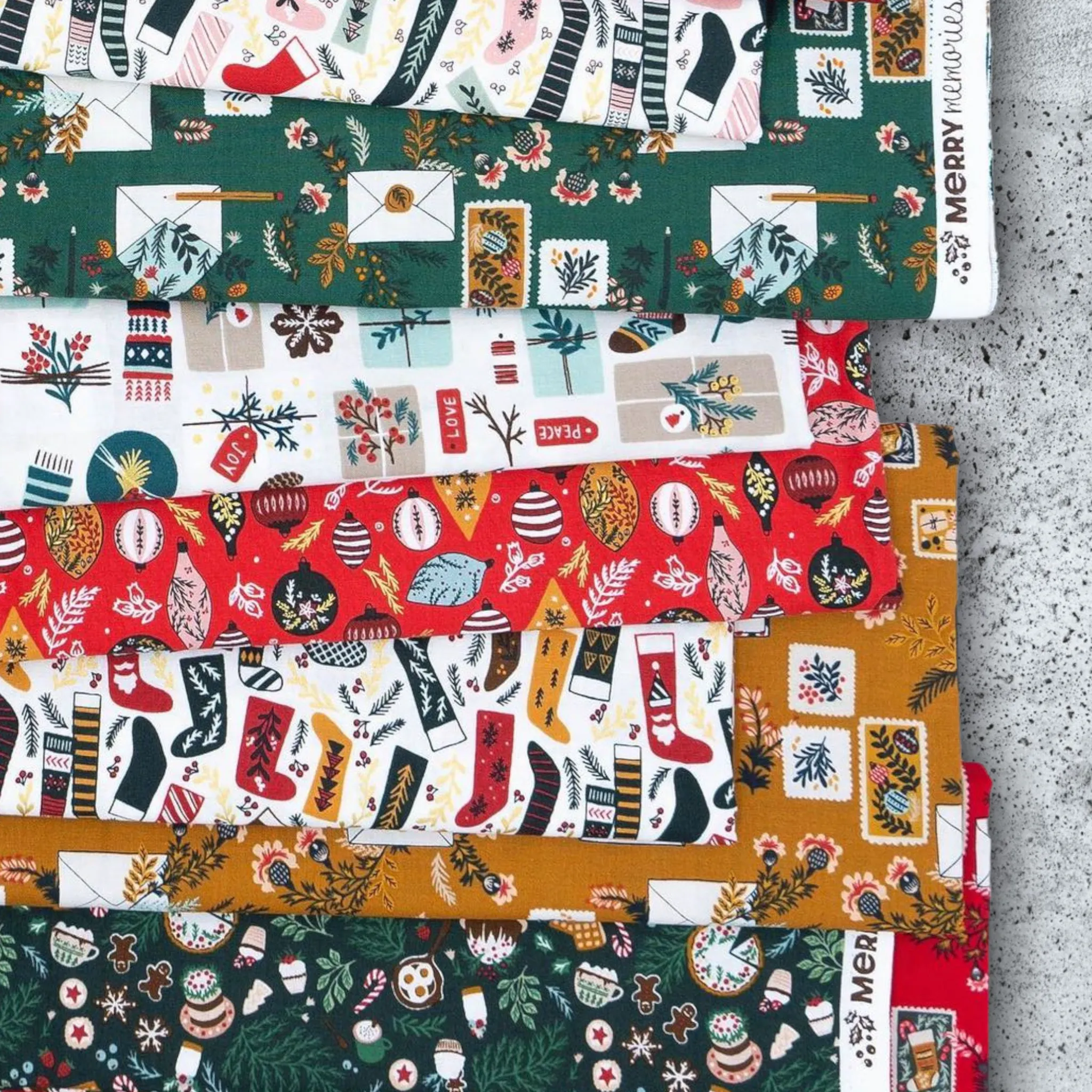1/2 Yard - Merry Memories - Christmas Feast - Evergreen Fabric - YX102-EV1