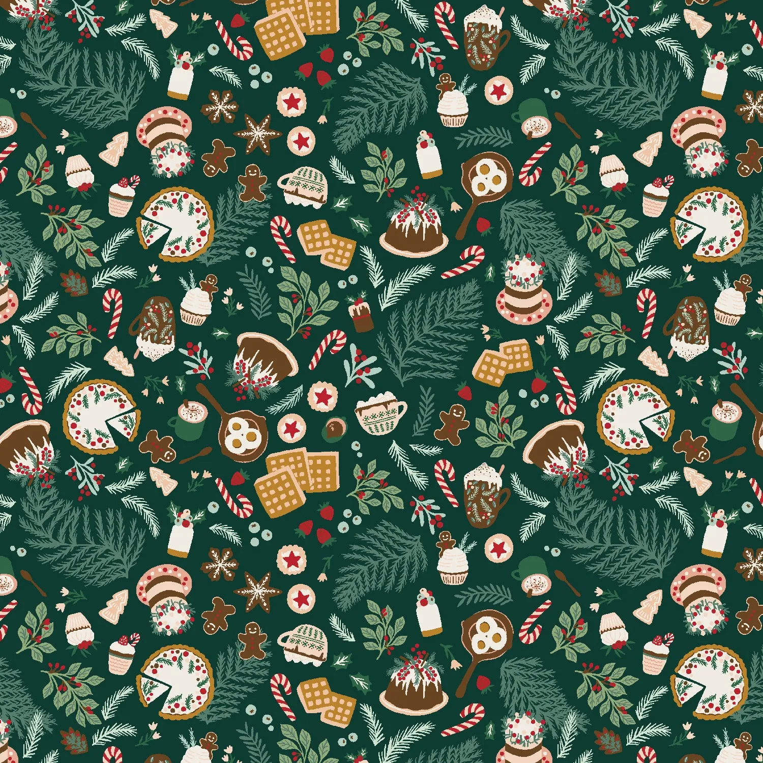 1/2 Yard - Merry Memories - Christmas Feast - Evergreen Fabric - YX102-EV1