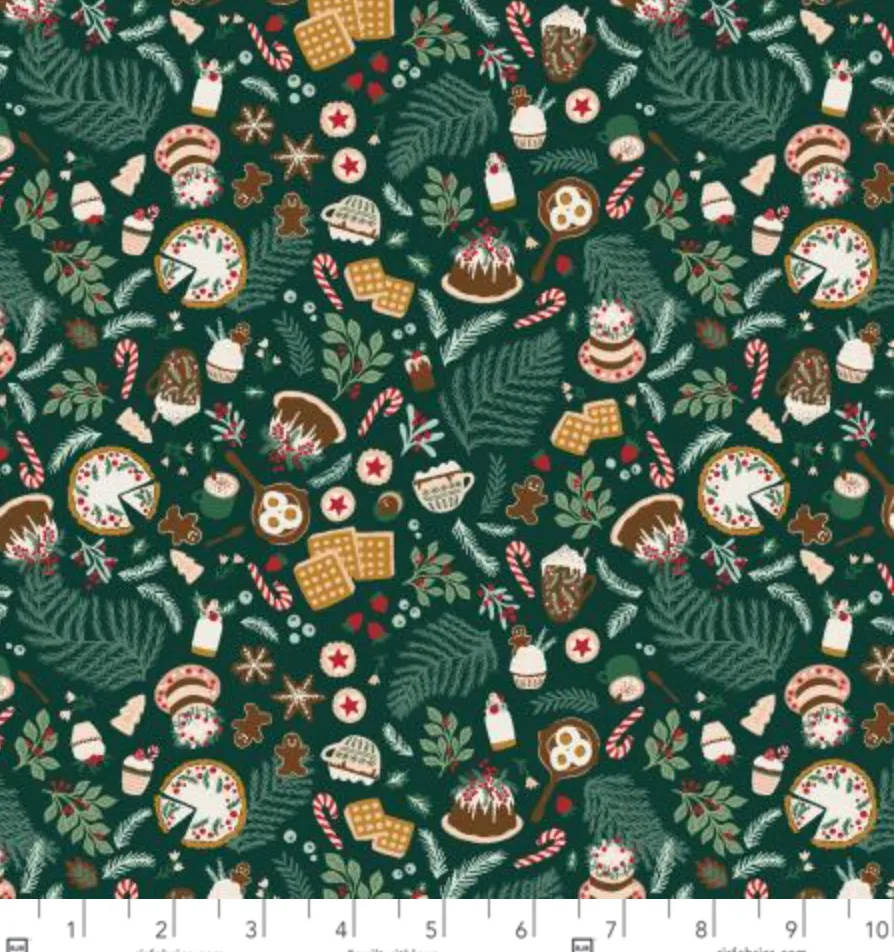 1/2 Yard - Merry Memories - Christmas Feast - Evergreen Fabric - YX102-EV1