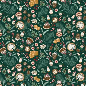 1/2 Yard - Merry Memories - Christmas Feast - Evergreen Fabric - YX102-EV1