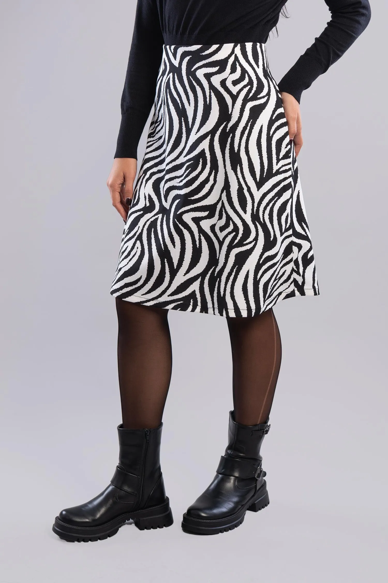 A-Line Zebra Printed Skirt - Viva