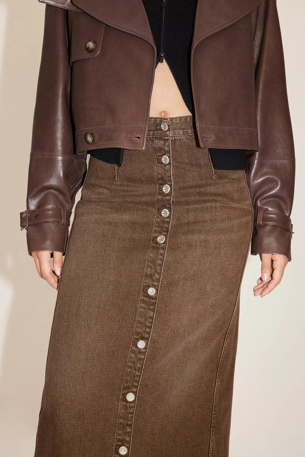 Angel Collection Vintage Khaki Cargo Style Denim Skirt