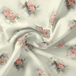 Beautiful Summer Peony Bunch Digital Printed Fabric - Crepe