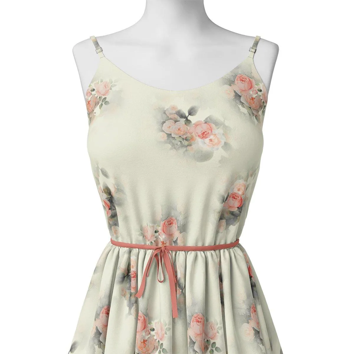 Beautiful Summer Peony Bunch Digital Printed Fabric - Crepe