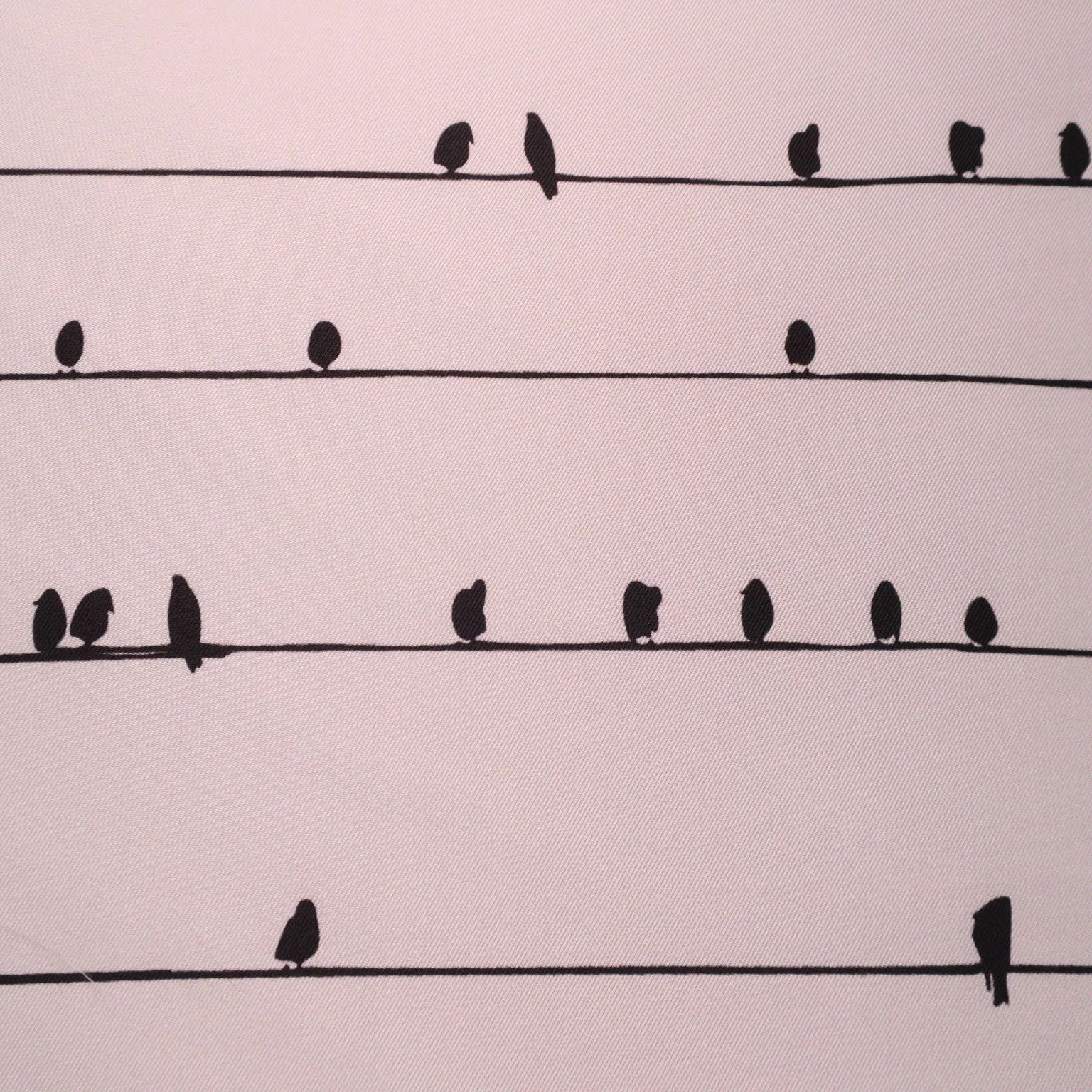 Black Birds on White Printed Polyester Mikado Fabric