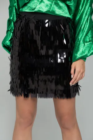 Black Sequined Mini Skirt