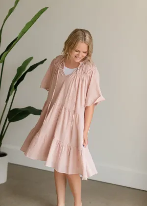 Blush Ruffle Textured Midi Dress - FINAL SALE