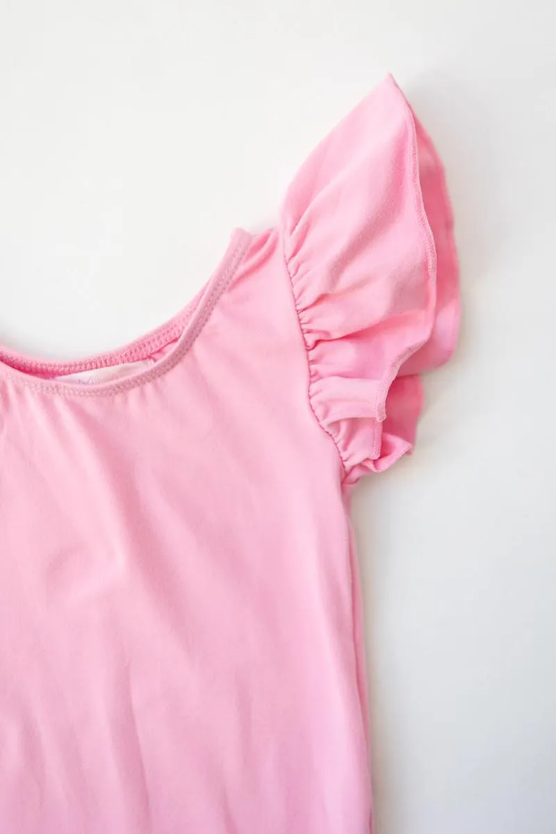 Bubblegum Pink S/s Flutter Sleeve Leotard