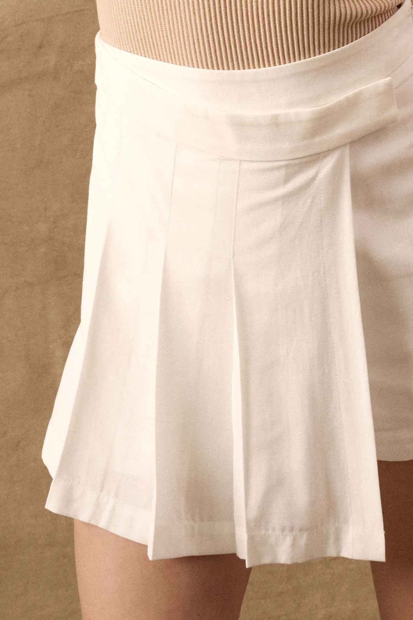 Center Court Pleated Asymmetrical Wrap Skort