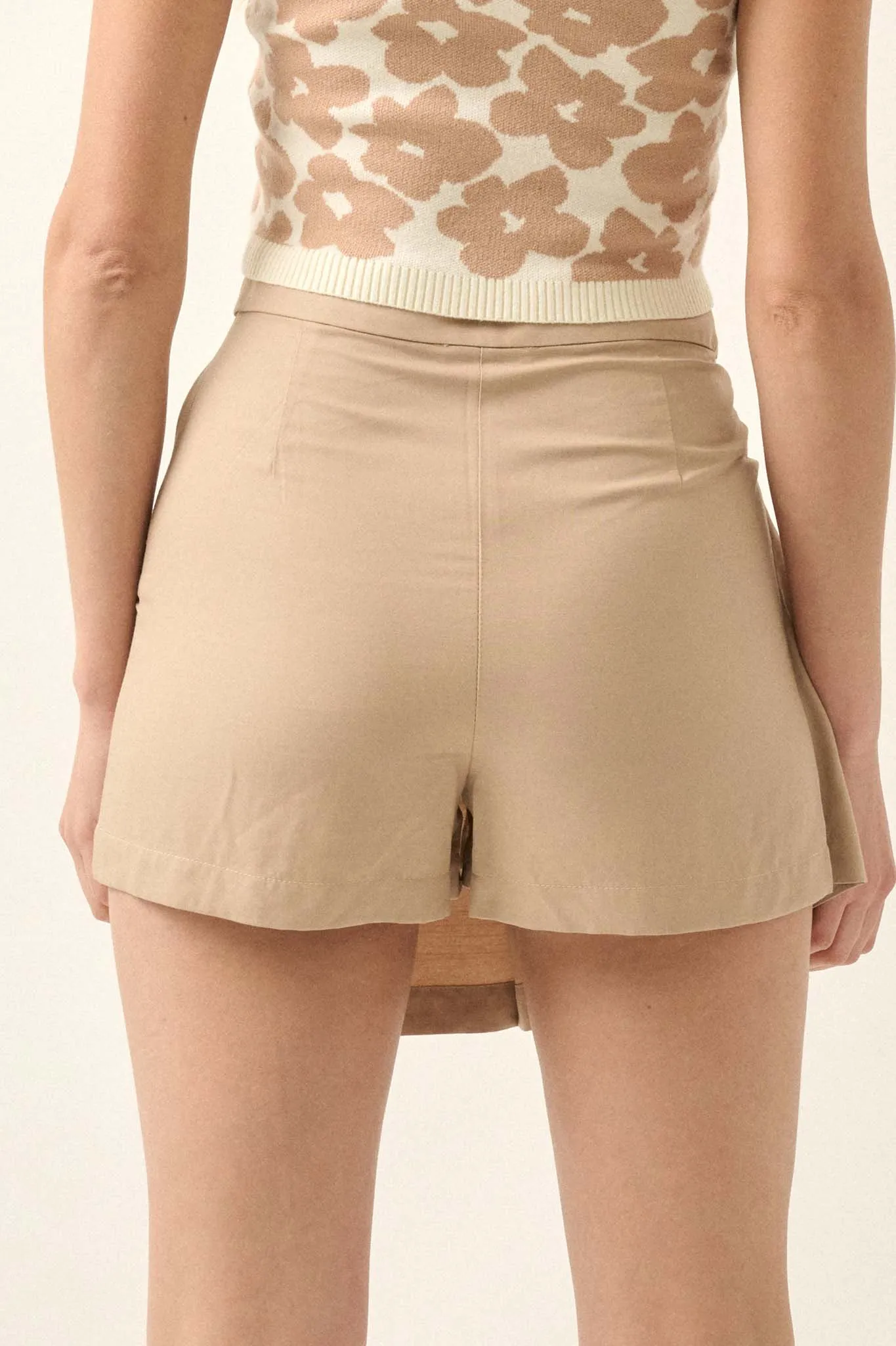Center Court Pleated Asymmetrical Wrap Skort