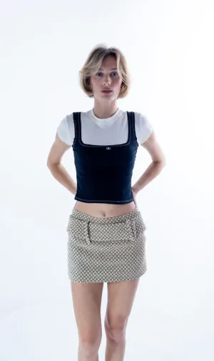 CHENILLE MINI SKIRT KHAKI