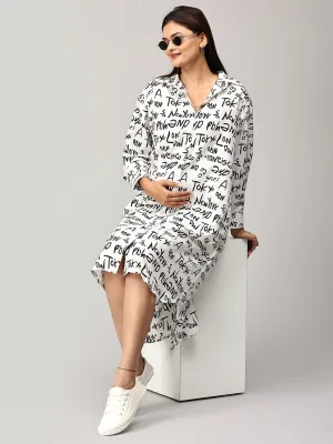 Day In Tokyo Maternity and Nursing OverSized Shirt Dress