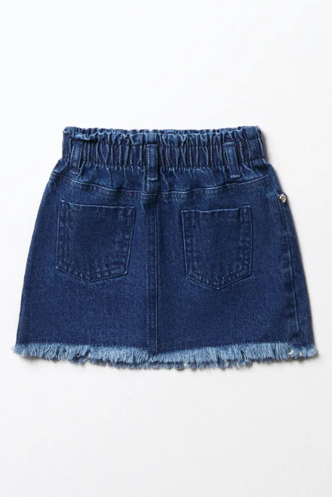 Denim Paperbag Skirt Blue