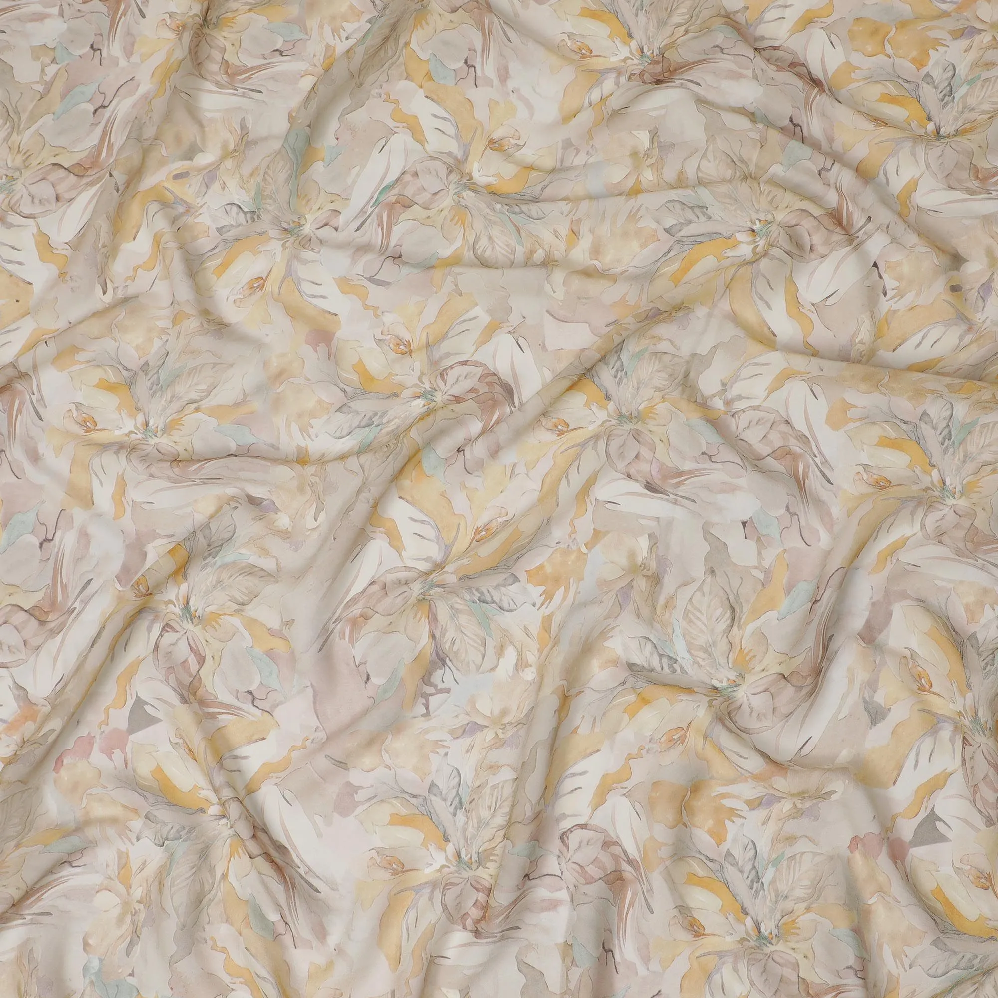 Elegant Floral Viscose Crepe Fabric - 110cm Wide, Luxurious Drapery, Buy in Meters-D18097