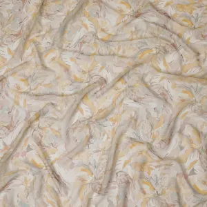 Elegant Floral Viscose Crepe Fabric - 110cm Wide, Luxurious Drapery, Buy in Meters-D18097