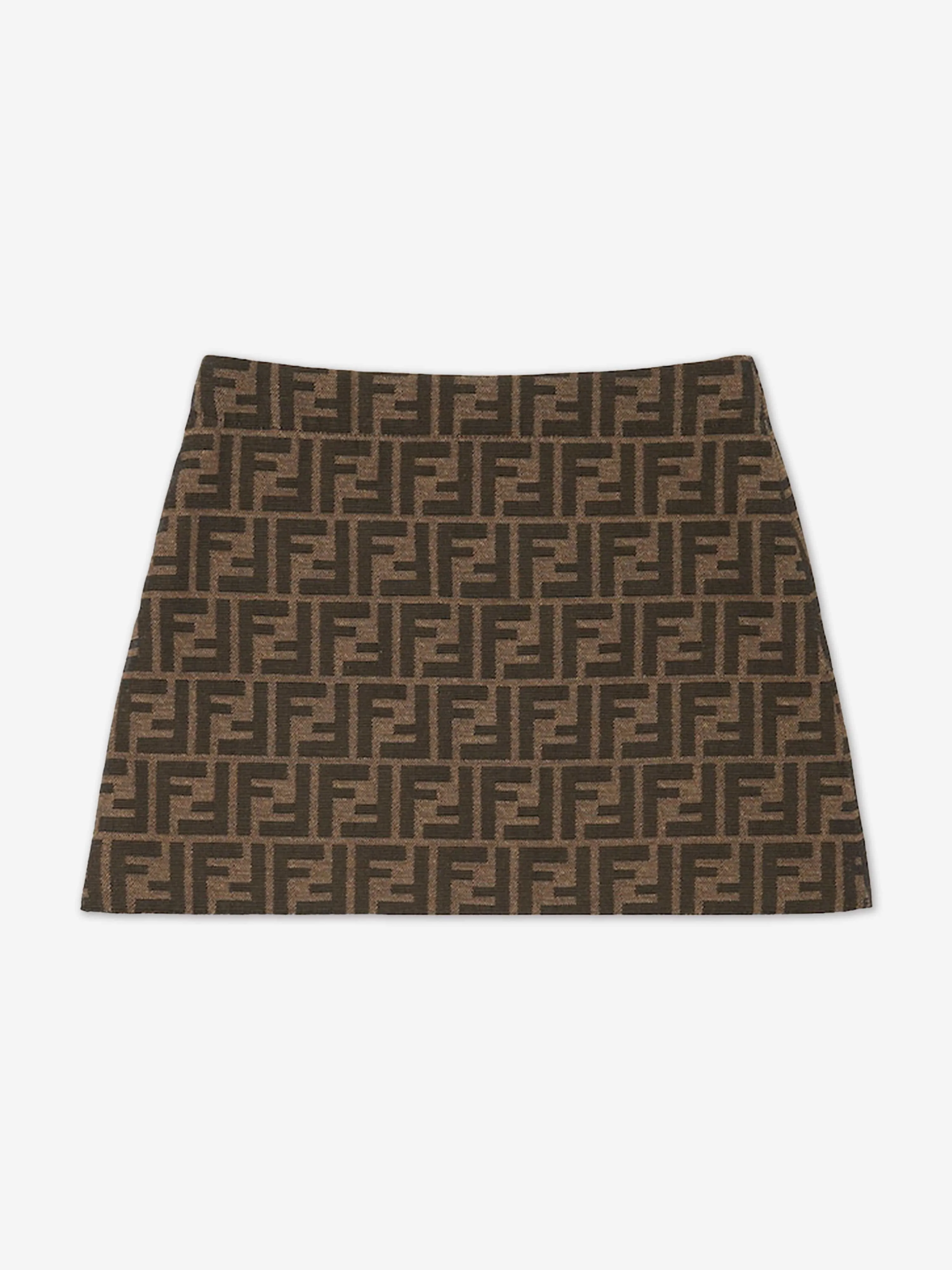 Fendi Girls FF Logo Skirt in Brown