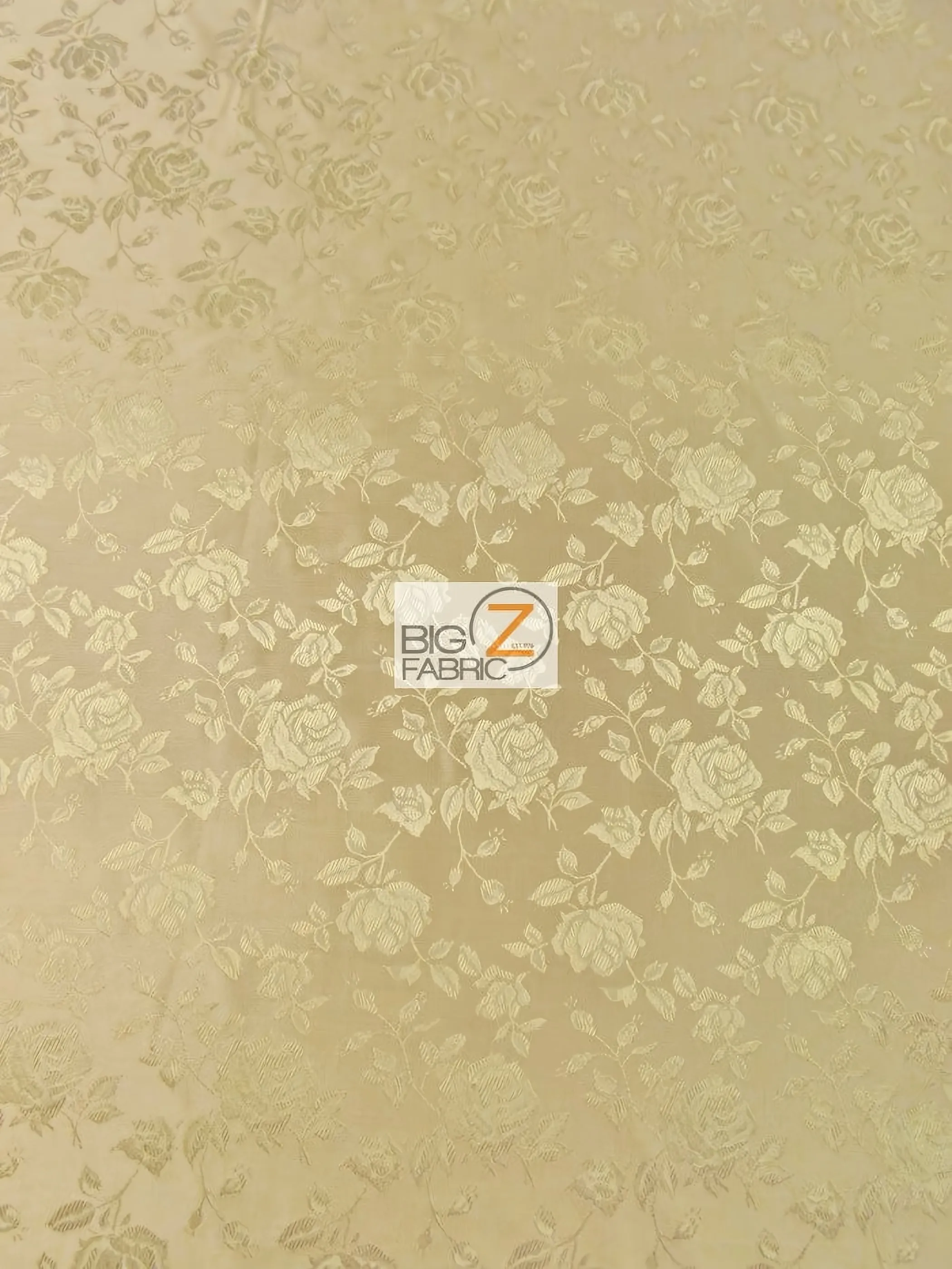 Floral Rose Jacquard Satin Fabric / Champagne / Sold By The Yard