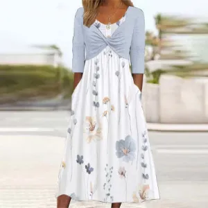 Flower Print Versatile Slimming Dress