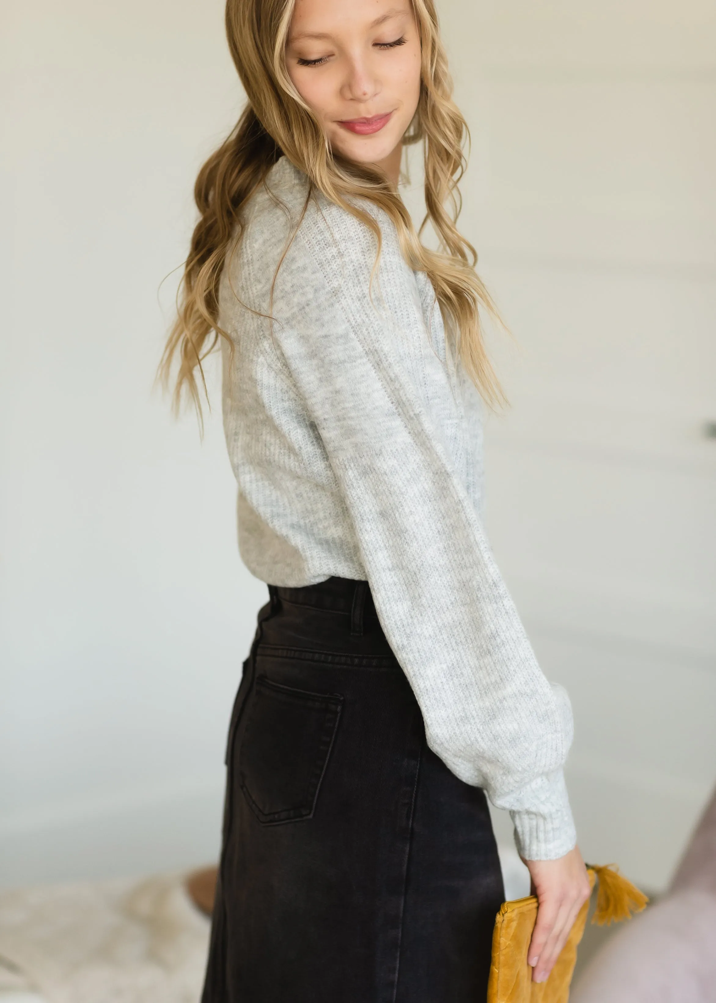 Gray Balloon Sleeve Sweater - FINAL SALE