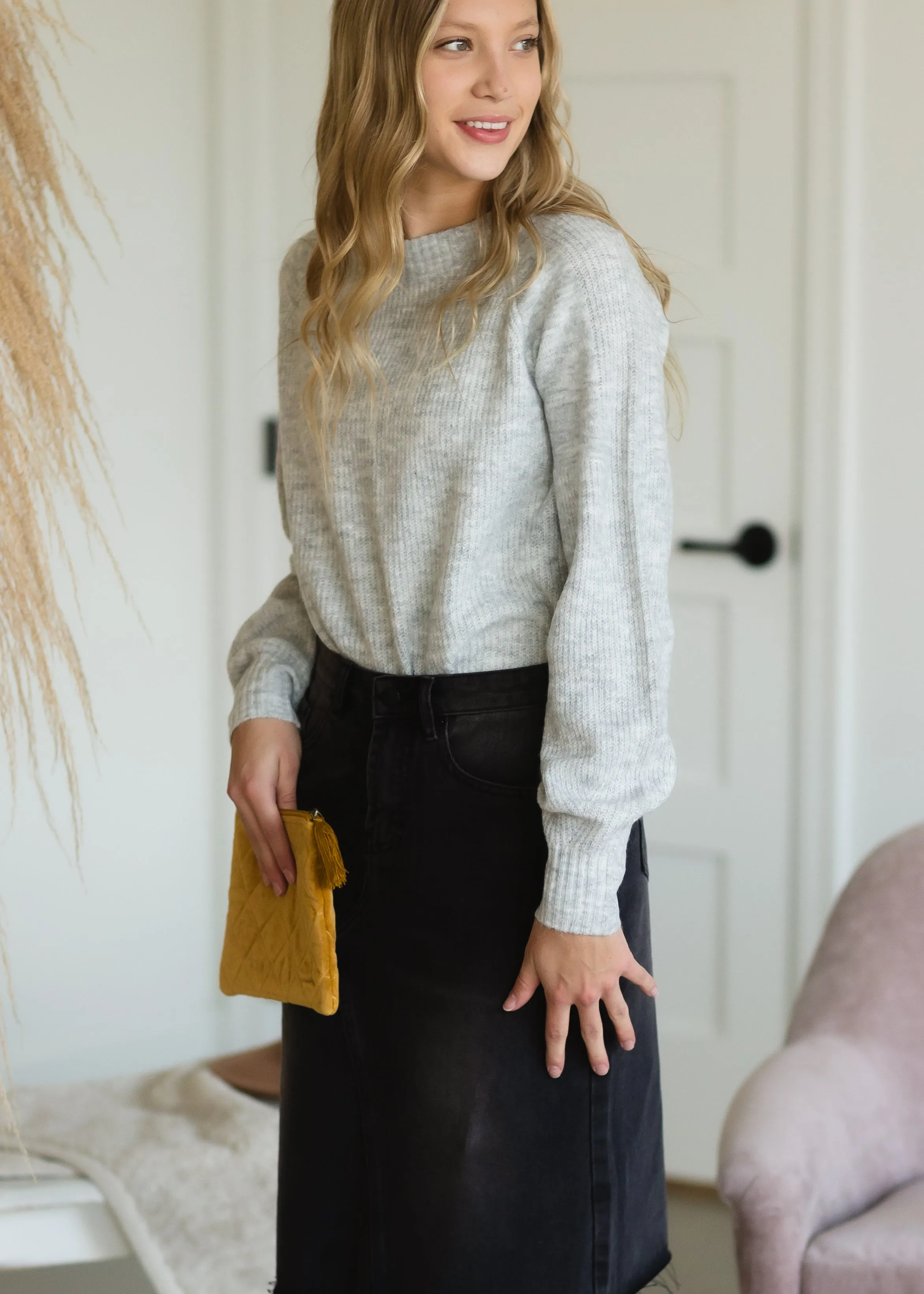 Gray Balloon Sleeve Sweater - FINAL SALE