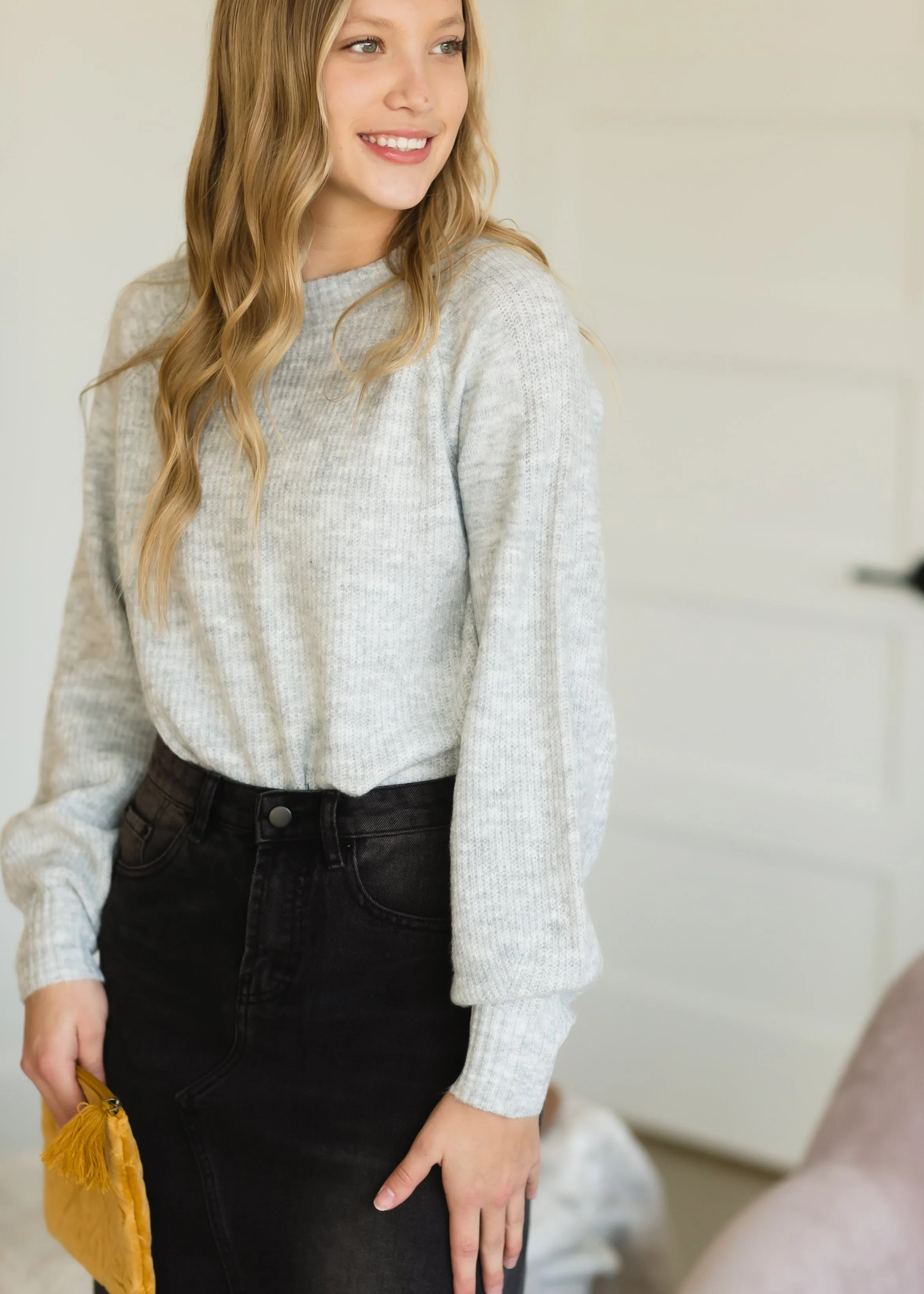 Gray Balloon Sleeve Sweater - FINAL SALE