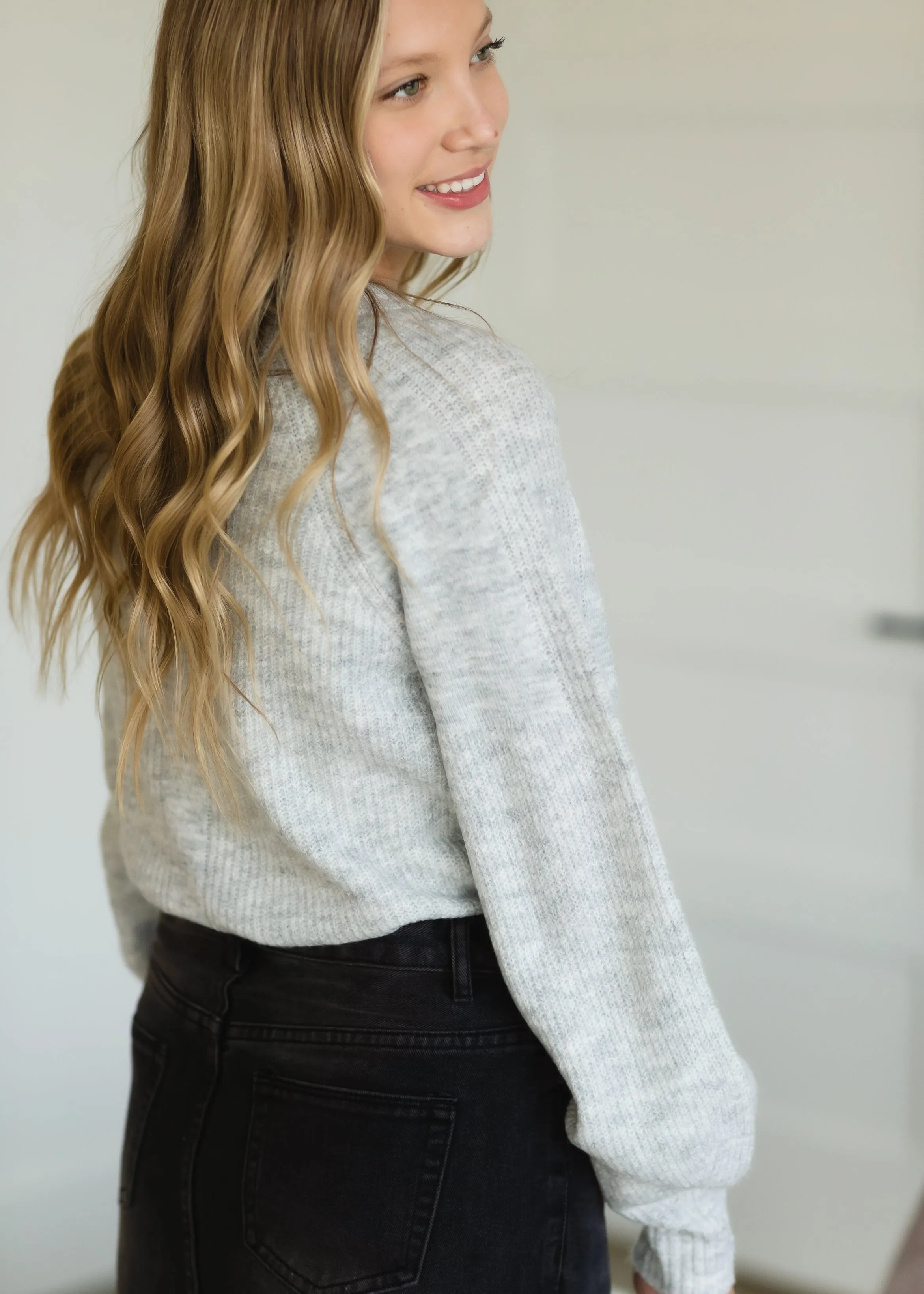Gray Balloon Sleeve Sweater - FINAL SALE