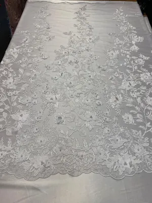 Handmade 3D Flowers Embroidered Beads And Pearls Beaded Mesh Lace Fabric