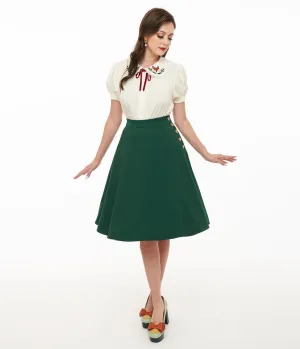 Hell Bunny 1950s Green Ravenwood Swing Skirt