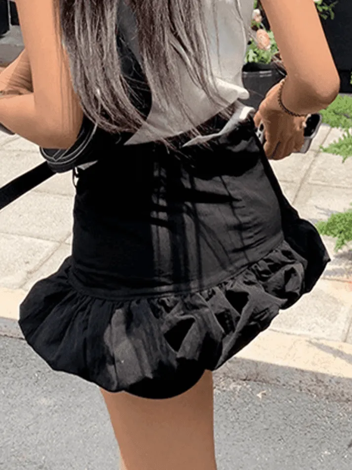 High Waist Bud Lantern Skirt