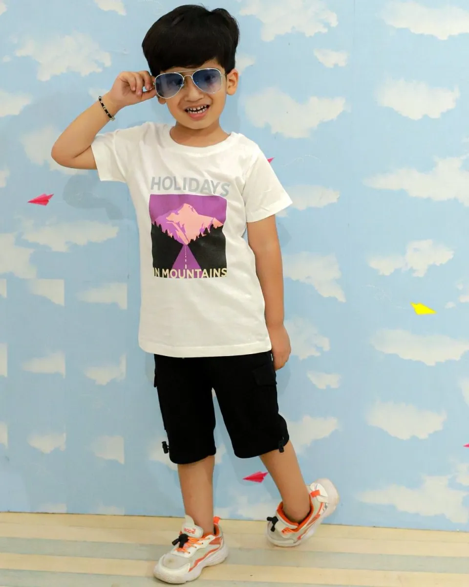 Holidays In Mountains Boys T-Shirt And Cargo Set