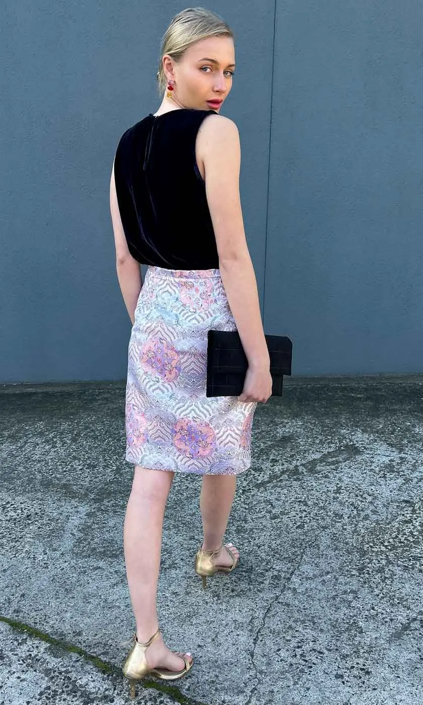 HOSS Silk Azlan Skirt - Silver Mauve