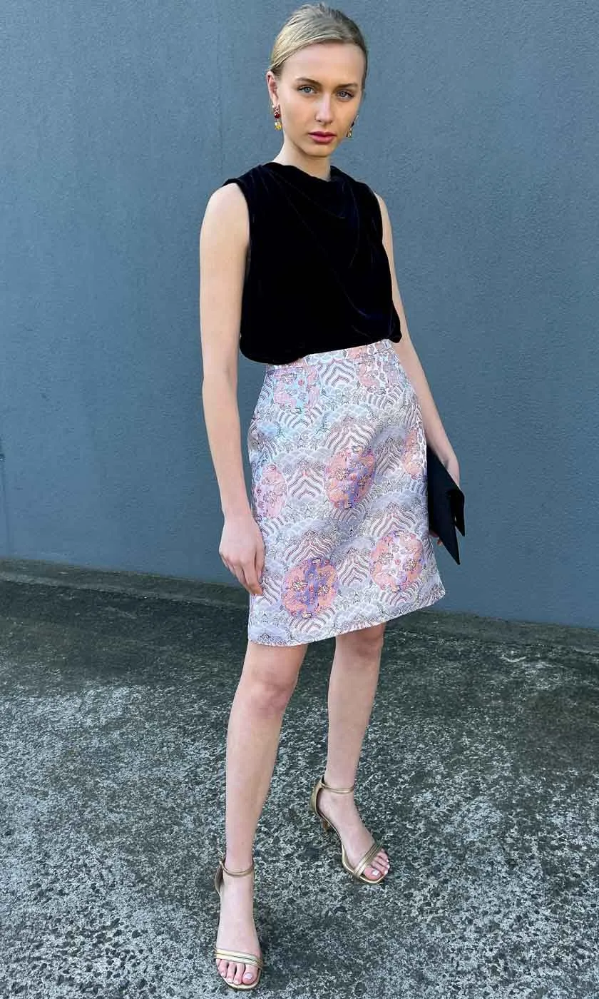 HOSS Silk Azlan Skirt - Silver Mauve