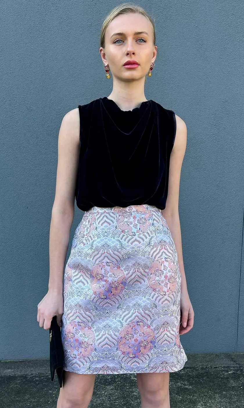 HOSS Silk Azlan Skirt - Silver Mauve