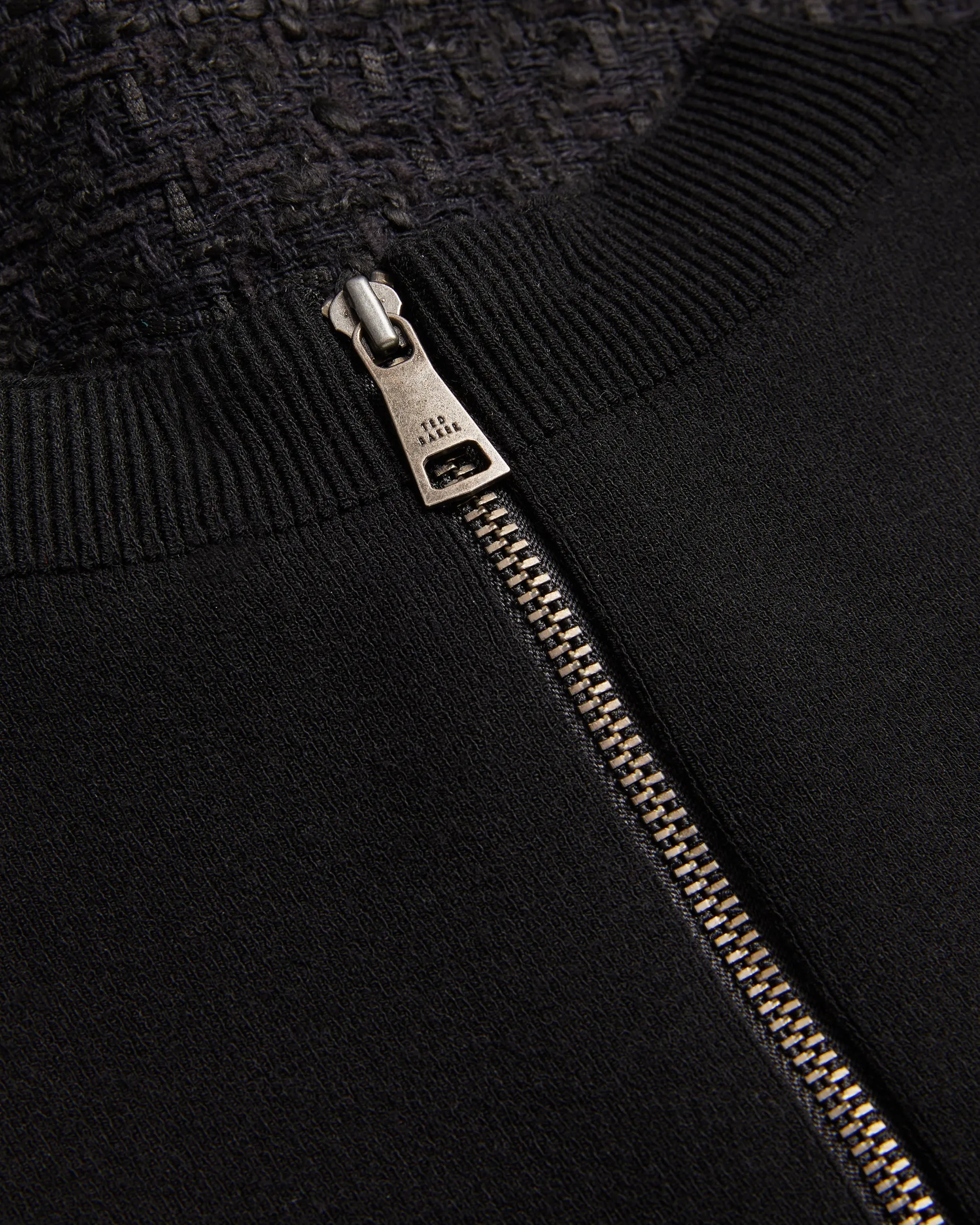 Komam Rose Button Knit Bodice Boucle Mini Skirt Black
