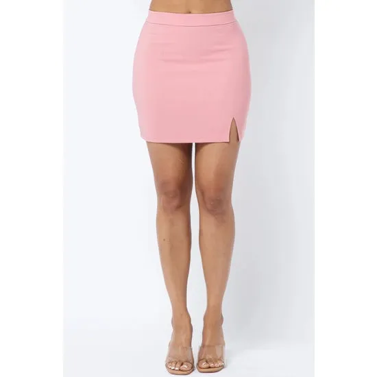 Mauve Side Slit Zipper Mini Skirt