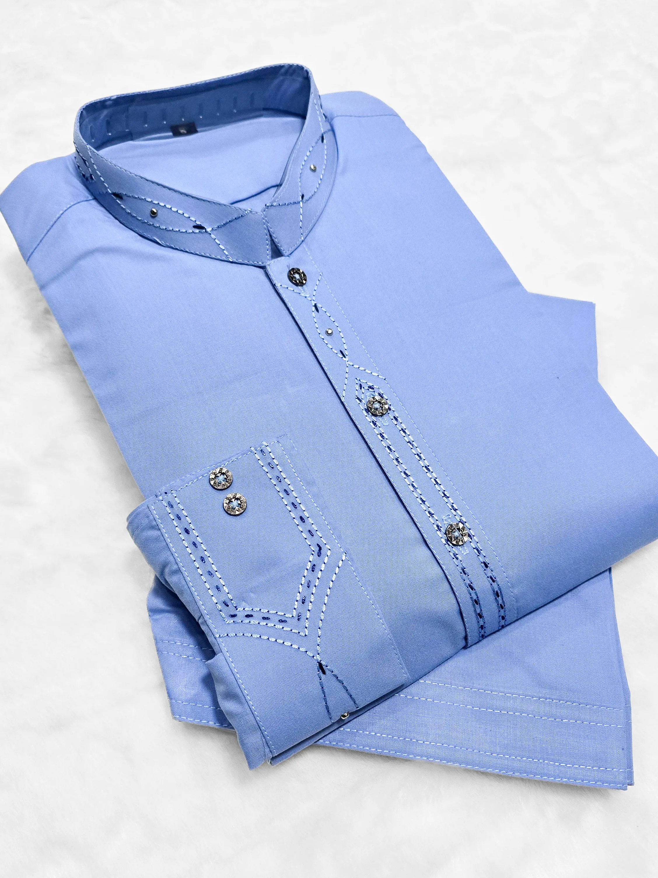 Mens Casual 2-Piece Kurta Shalwar - Blue