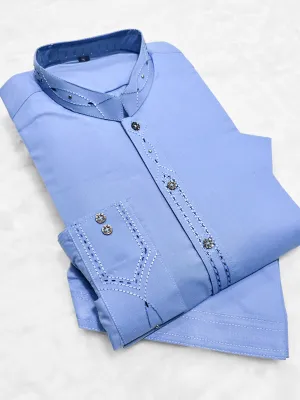 Mens Casual 2-Piece Kurta Shalwar - Blue