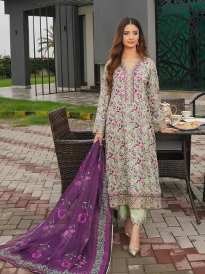 Munira Linen Long Frock Suit (MSL-01) - Light Green