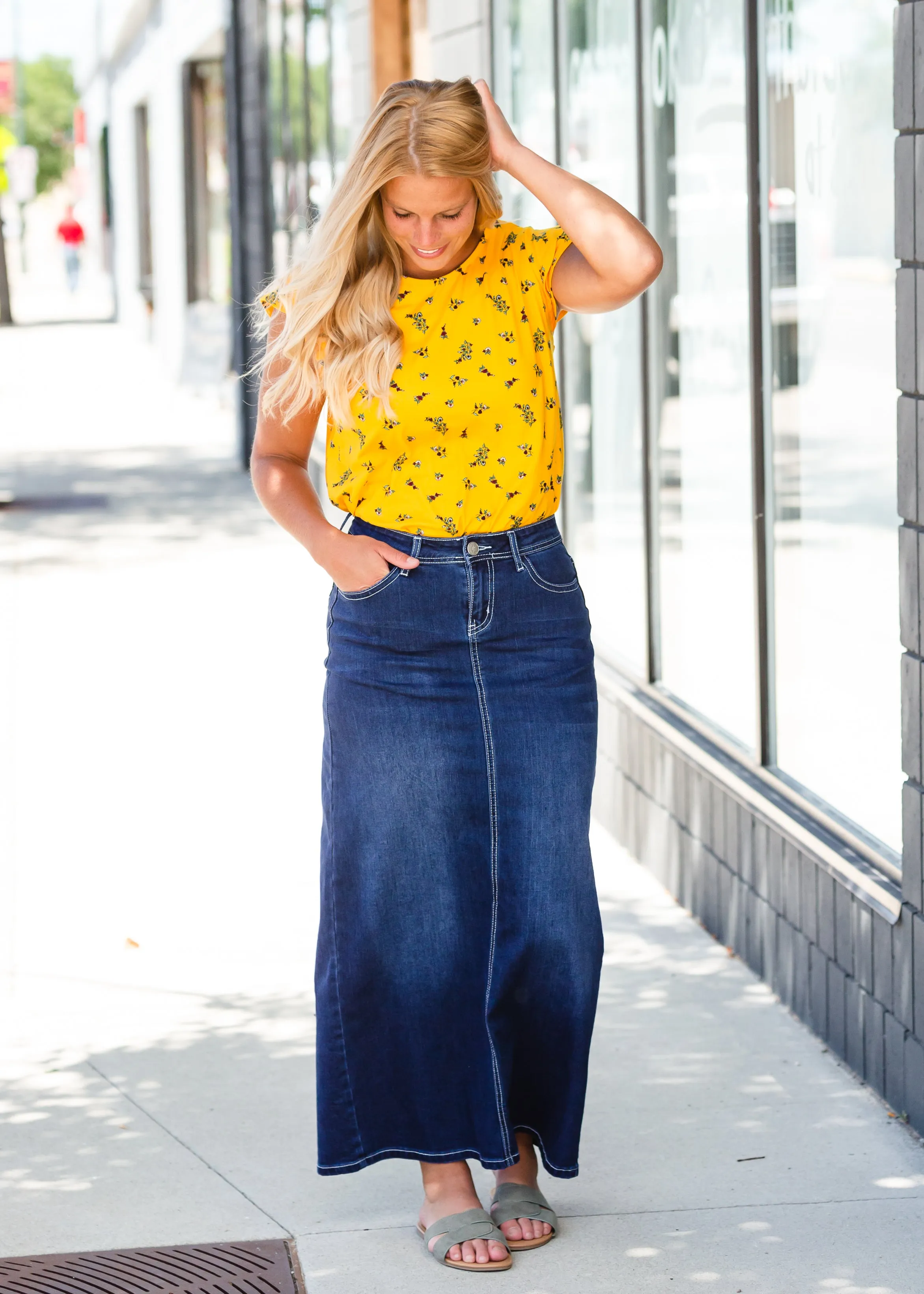 Mustard Floral Flutter Sleeve Top - FINAL SALE
