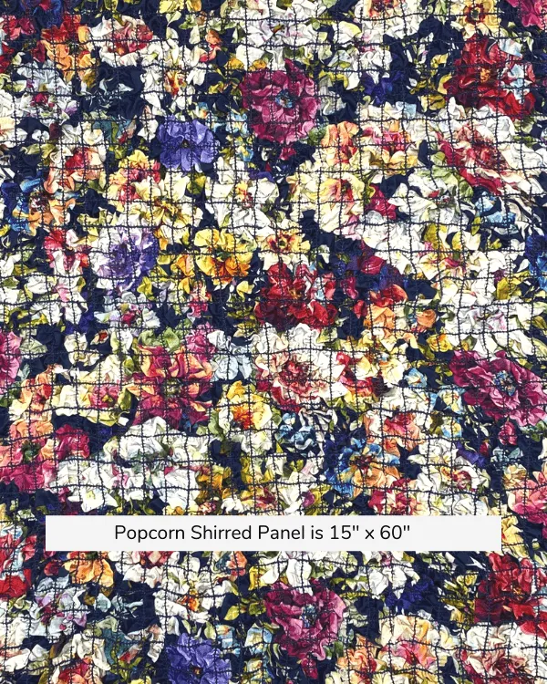 Navy Floral Fabric with Elastic Smocking Shirring for Two Way Stretch | Multicolor Flowers on Cotton Lawn