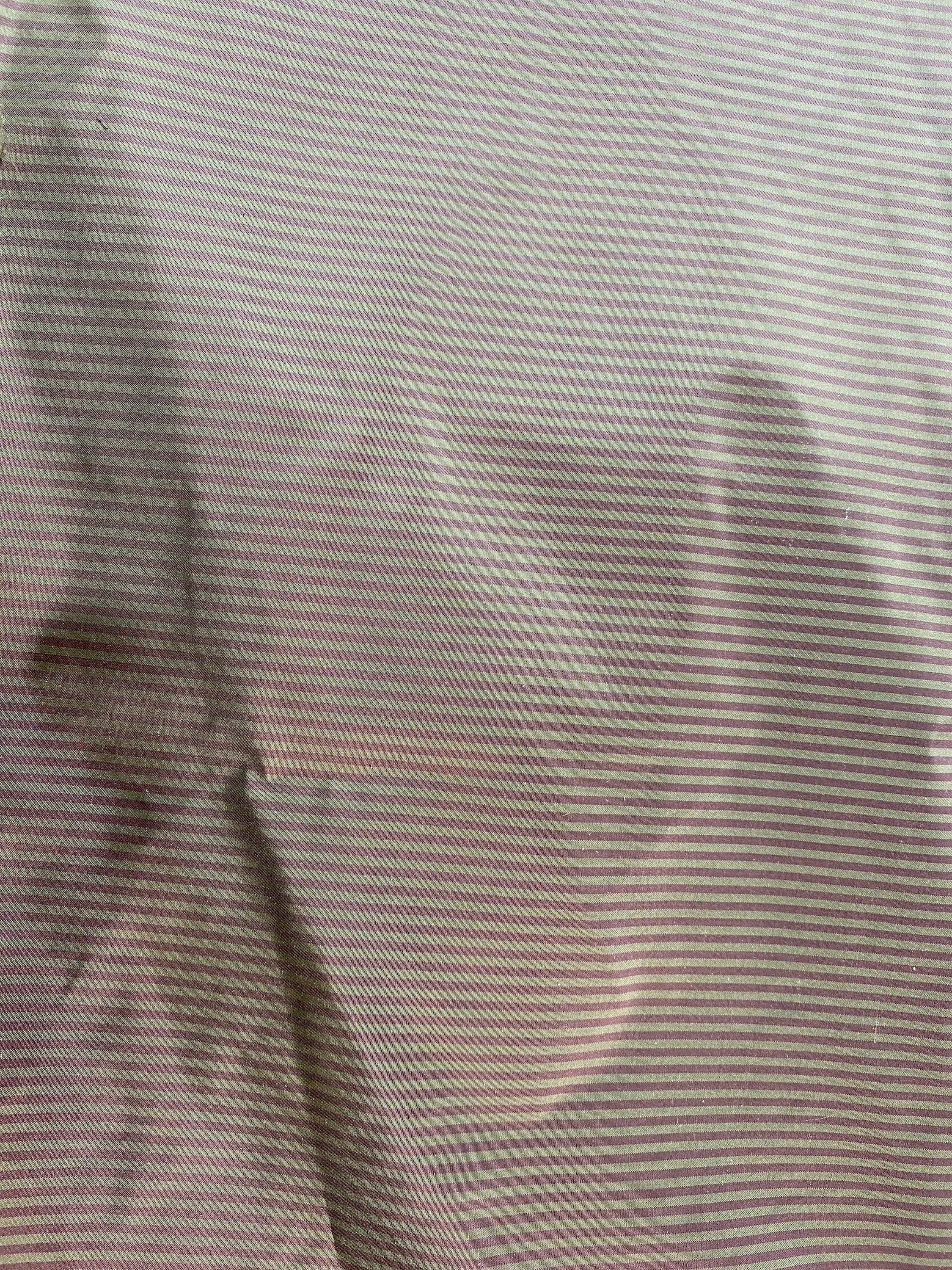 NEW Lady Bernadette 100% Silk Taffeta Fabric with Burgundy Red and Sage Green Stripes SB_8_52