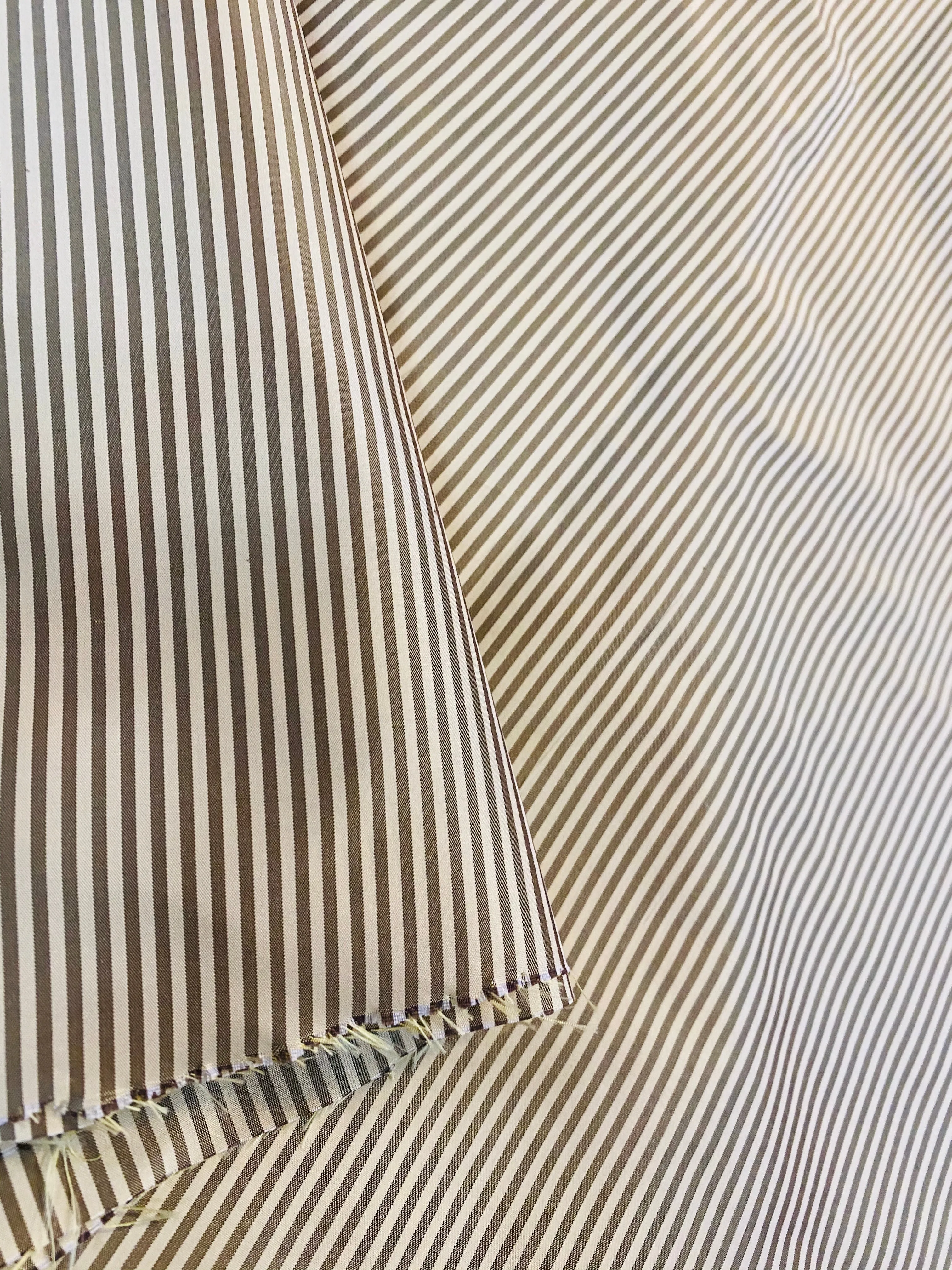 NEW Lady Bernadette 100% Silk Taffeta Fabric with Old Gold and Yellow 1/8” Pin Stripes SB_8_43
