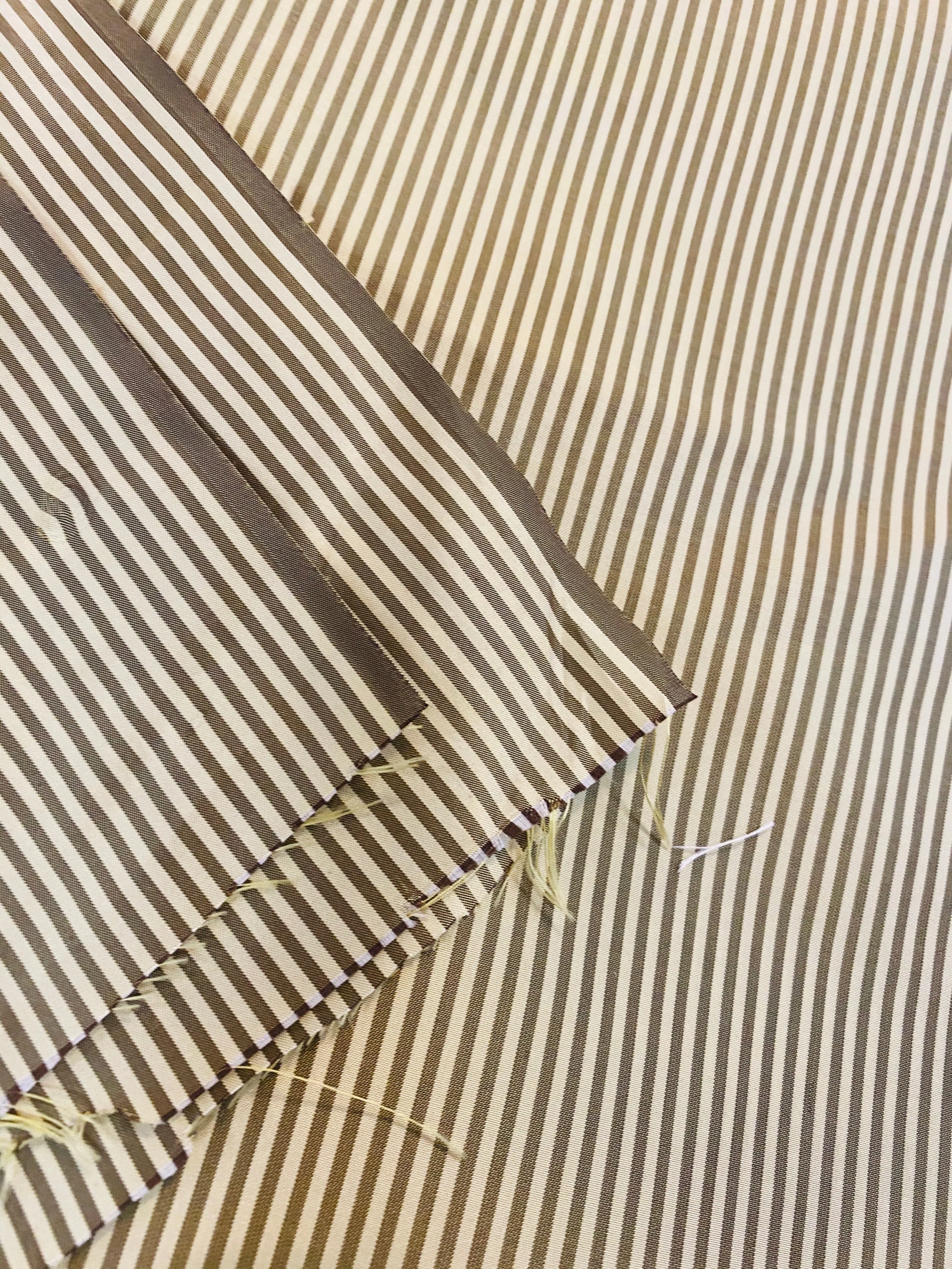 NEW Lady Bernadette 100% Silk Taffeta Fabric with Old Gold and Yellow 1/8” Pin Stripes SB_8_43