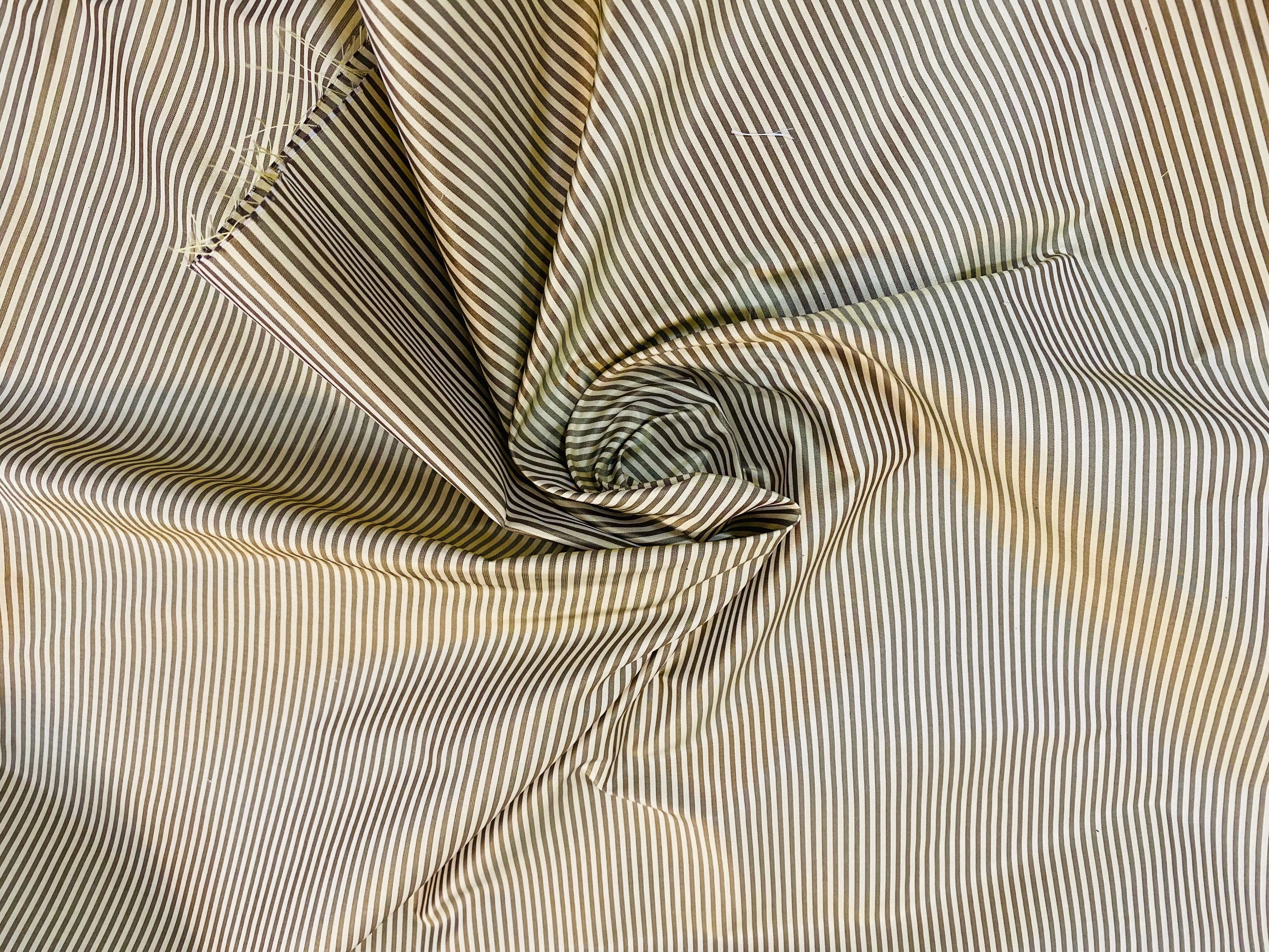 NEW Lady Bernadette 100% Silk Taffeta Fabric with Old Gold and Yellow 1/8” Pin Stripes SB_8_43