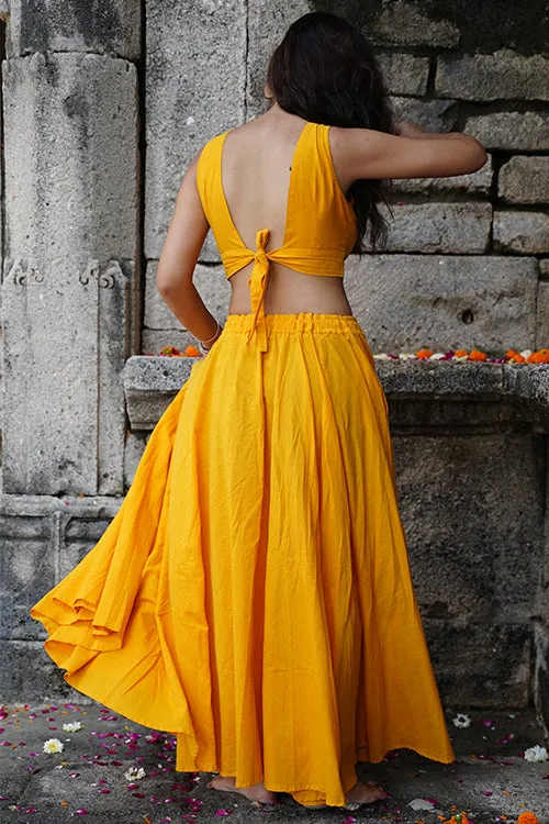 Okhai "Jalsa" Yellow Pure Cotton Free Size Skirt
