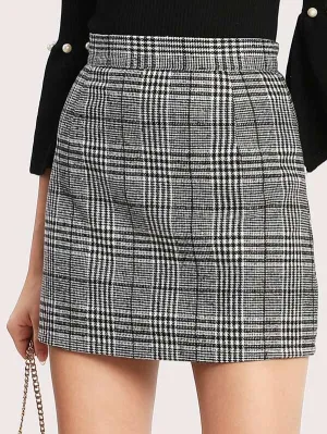 Plaid Zip Back Bodycon Skirt