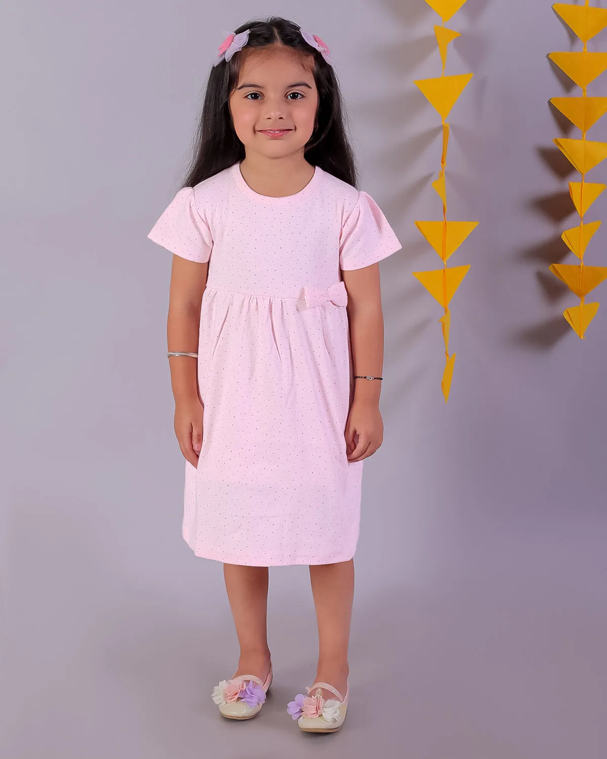 Polka Dotted Girls Casual Dress
