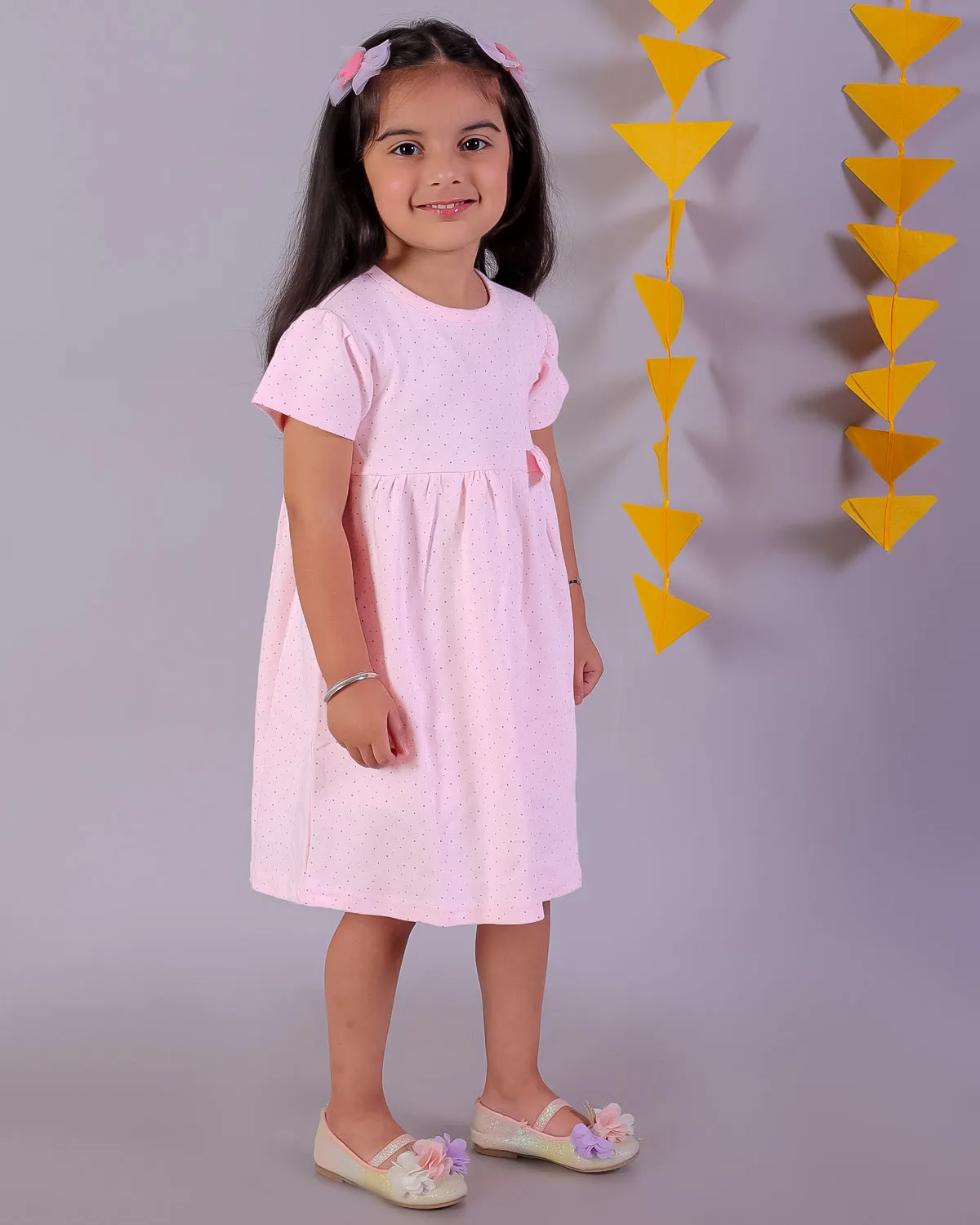 Polka Dotted Girls Casual Dress